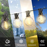 JEYMORKEY 30m LED kültéri fényfüzér távirányítóval, vízálló dimmelhető kerti világítás 5