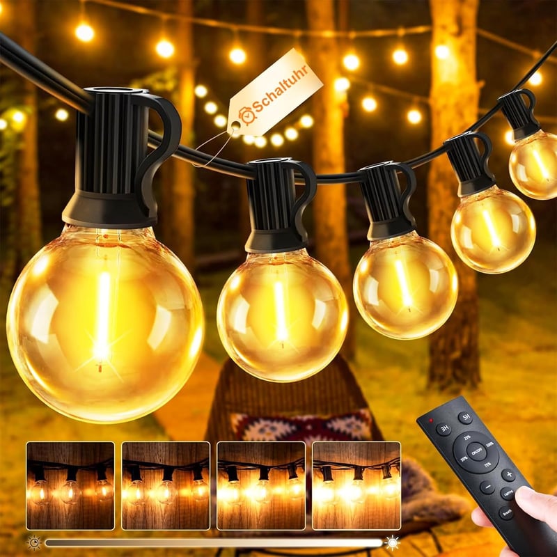 JEYMORKEY LED Kültéri Fényfüzér 45m 150 izzó G40 Távirányítóval IP44