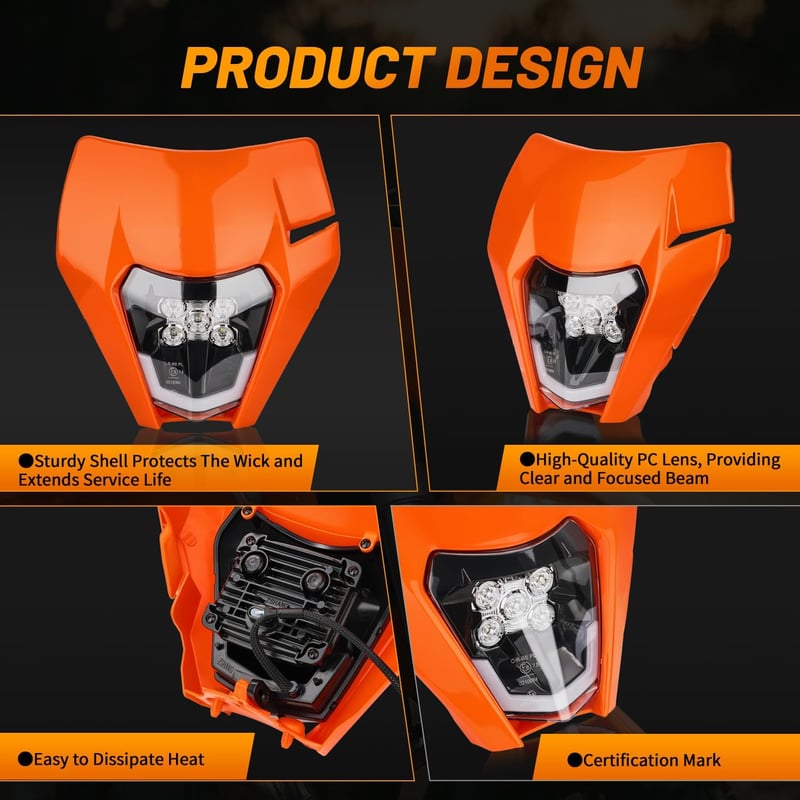 JFG RACING LED motoros fényszóró univerzális narancssárga enduro supermoto