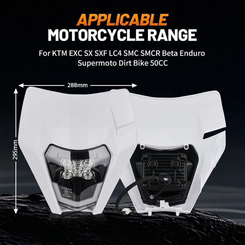 JFG RACING Universal LED Motoros Fényszóró - Fehér, Enduro, Motocross, Dirt Bike