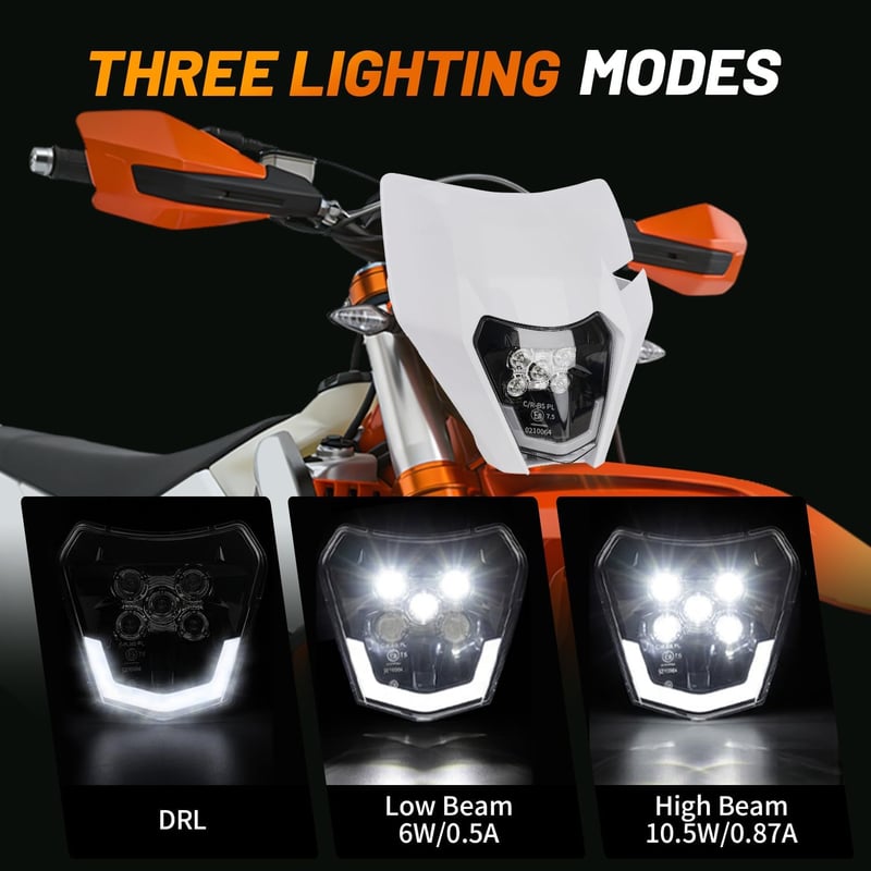 JFG RACING Universal LED Motoros Fényszóró - Fehér, Enduro, Motocross, Dirt Bike