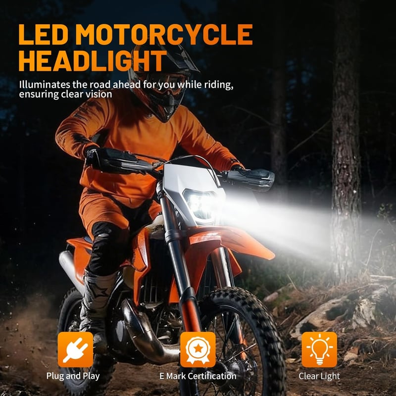 JFG RACING Universal LED Motoros Fényszóró - Fehér, Enduro, Motocross, Dirt Bike
