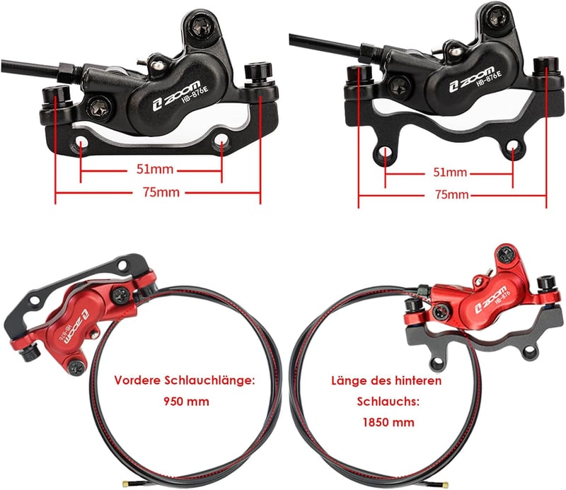 JFOYH Zoom HB876e hidraulikus e-bike fékszett 4 dugattyús féknyereggel