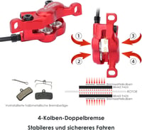 JFOYH Zoom HB876e hidraulikus e-bike fékszett 4 dugattyús féknyereggel 3