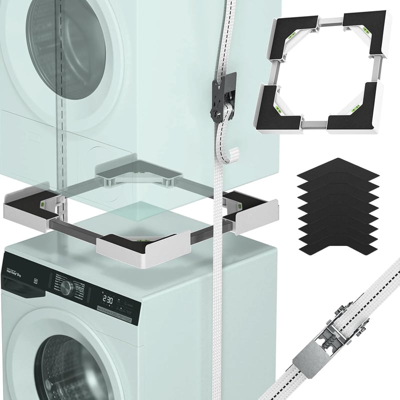 JHCHU Mosógép Szárítógép Egymásra Helyezés Kit 45-68cm Állítható Fehér