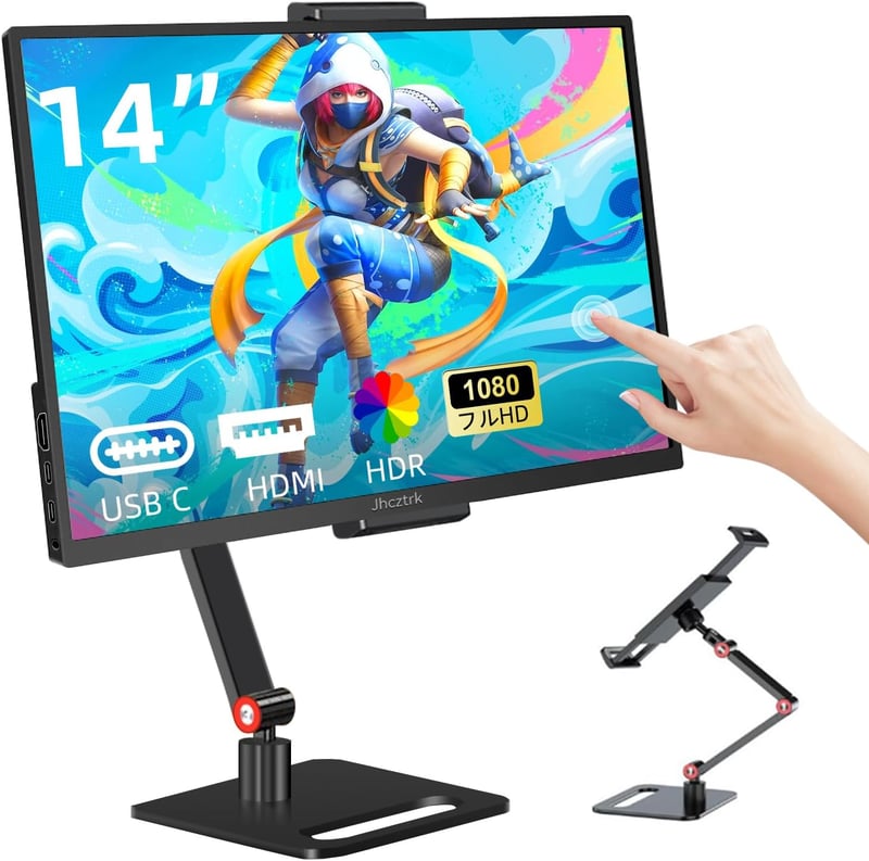 Jhcztrk 14 Inch Touchscreen Hordozható Monitor 1200P FHD IPS HDR Ultraslim 
