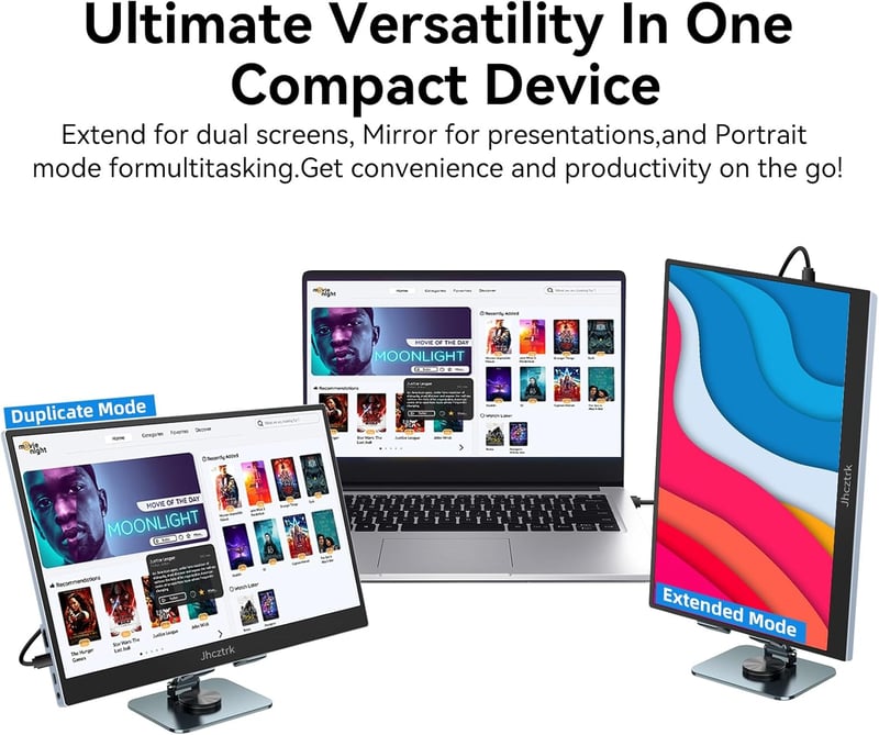 Jhcztrk 15.6" hordozható monitor Full HD 1920x1080 USB-C laptop PC Mac PS5 állvánnyal