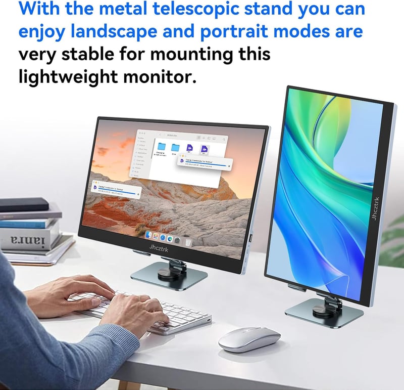 Jhcztrk 15.6" hordozható monitor Full HD 1920x1080 USB-C laptop PC Mac PS5 állvánnyal