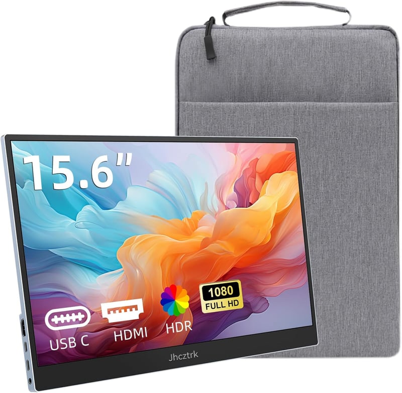 Jhcztrk 15.6" hordozható monitor Full HD 1920x1080 USB-C laptop PC Mac PS5 állvánnyal
