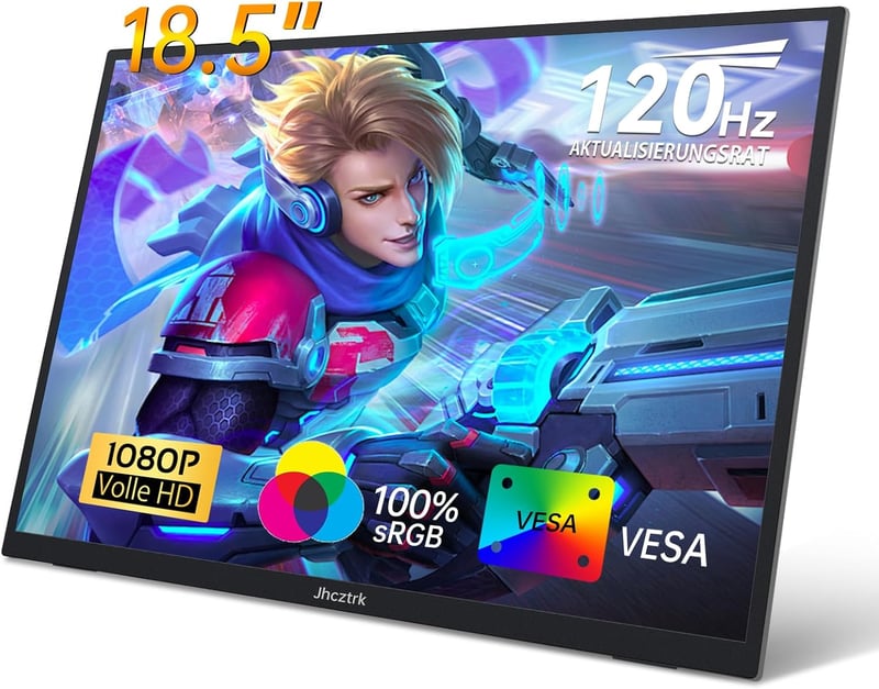Jhcztrk 18.5" hordozható monitor 120Hz FHD HDMI USB-C gamer kijelző