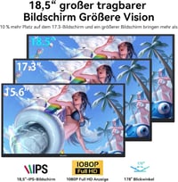 Jhcztrk 18.5" hordozható monitor 120Hz FHD HDMI USB-C gamer kijelző 3