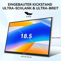 Jhcztrk 18.5" hordozható monitor 120Hz FHD HDMI USB-C gamer kijelző 7