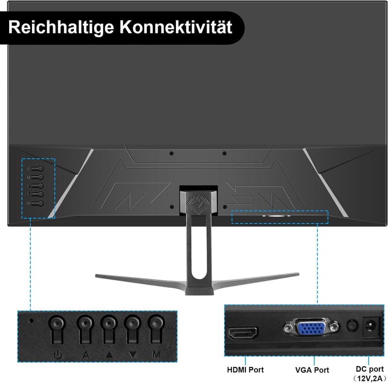 Jhcztrk 24 hüvelykes Full HD IPS PC gaming monitor 75Hz HDMI VGA bezelless LED, VESA fali rögzítés kompatibilis
