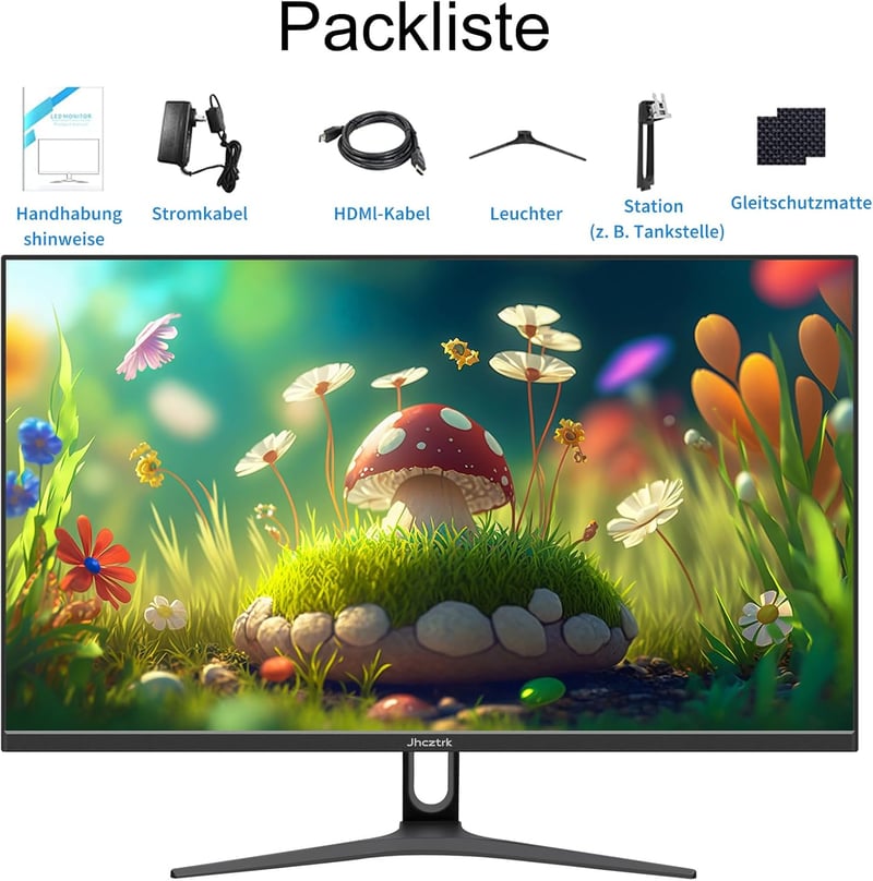 Jhcztrk 24 hüvelykes Full HD IPS PC gaming monitor 75Hz HDMI VGA bezelless LED, VESA fali rögzítés kompatibilis