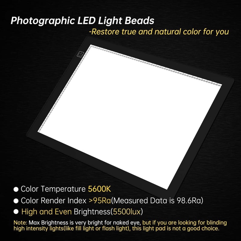 JHFart Ultra vékony, dimmelhető LED világító tábla 5600K 30 x 21 cm negatív digitalizáláshoz 35 mm átmérőhöz