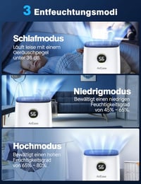 JHS 12L/nap Elektromos Párátlanító LED Kijelzővel, 3 Üzemmóddal, 2,5L Tartállyal - Penész és Nedvesség Ellen, 108m³ Helyiségekhez, Pincékhez 3