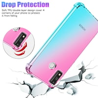 Husă Jhxtech pentru Honor 9X Lite 6,5" cu folie de protecție din sticlă securizată (2 buc.) - Husă de protecție subțire din TPU, rezistentă la șocuri, degrade transparent roz/verde 7