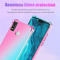 Husă Jhxtech pentru Honor 9X Lite 6,5" cu folie de protecție din sticlă securizată (2 buc.) - Husă de protecție subțire din TPU, rezistentă la șocuri, degrade transparent roz/verde 3