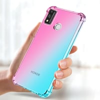 Husă Jhxtech pentru Honor 9X Lite 6,5" cu folie de protecție din sticlă securizată (2 buc.) - Husă de protecție subțire din TPU, rezistentă la șocuri, degrade transparent roz/verde 5