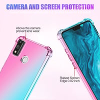 Husă Jhxtech pentru Honor 9X Lite 6,5" cu folie de protecție din sticlă securizată (2 buc.) - Husă de protecție subțire din TPU, rezistentă la șocuri, degrade transparent roz/verde 2