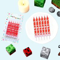 Ji liangli Pixel Lumânare de tort pentru zi de naștere, 24 bucăți, lumânări roșii în stil pixel retro pentru tort, potrivite pentru zi de naștere, nuntă, absolvire, sărbători 3