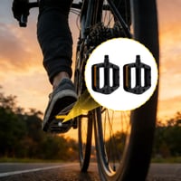 Pedale bicicletă JiangZShangM 9/16 inchi, plate, pentru MTB, cu rulmenți etanșați, pini antiderapanți și reflector, din plastic, pentru biciclete gravel, trekking și mountain bike 5