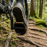 Pedale bicicletă JiangZShangM 9/16 inchi, plate, pentru MTB, cu rulmenți etanșați, pini antiderapanți și reflector, din plastic, pentru biciclete gravel, trekking și mountain bike 4