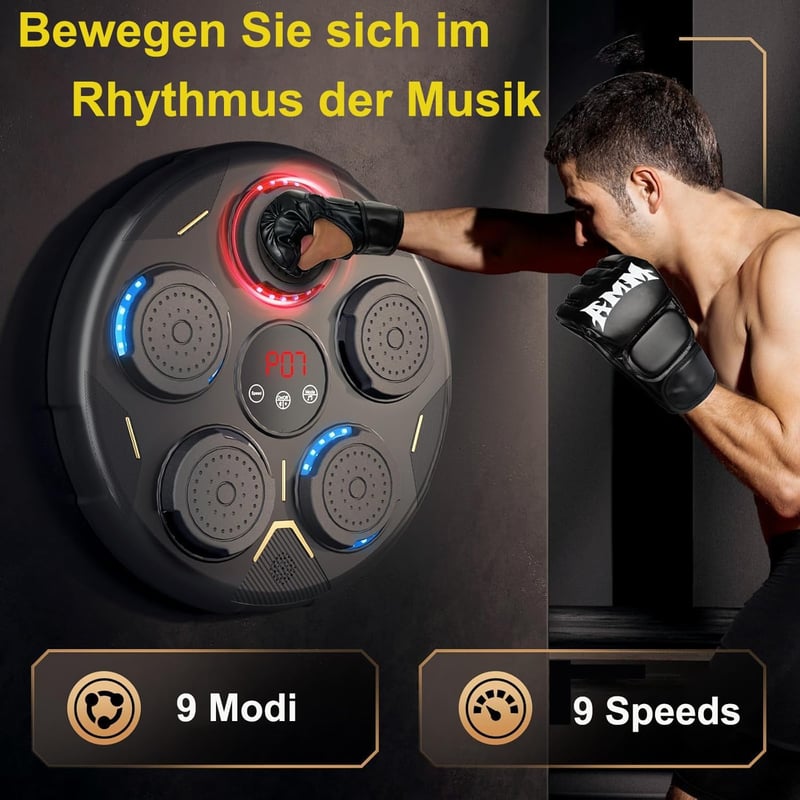 JIAQINGDA LED Zenés Boxzsák Fali Boxozógép Bluetooth Kesztyűvel 9 Sebességgel
