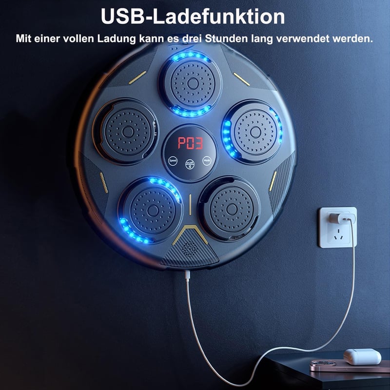 JIAQINGDA LED Zenés Boxzsák Fali Boxozógép Bluetooth Kesztyűvel 9 Sebességgel
