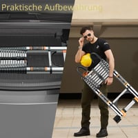 Teleskopický rebrík JIASHCHE 2,6 m, nehrdzavejúca oceľ, rozťahovací prenosný rebrík s protišmykovými pätkami, nosnosť 150 kg, na strechu a do podkrovia 8