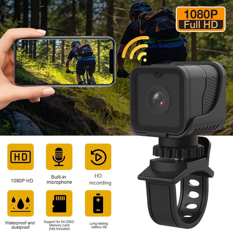 Jiawu Kerékpár Kormány Kamera Szett 1080P WiFi - 120° Széles Látószögű Bukósisak Kamera Parkolási Figyelővel, Vízálló Akciókamera Biciklire,