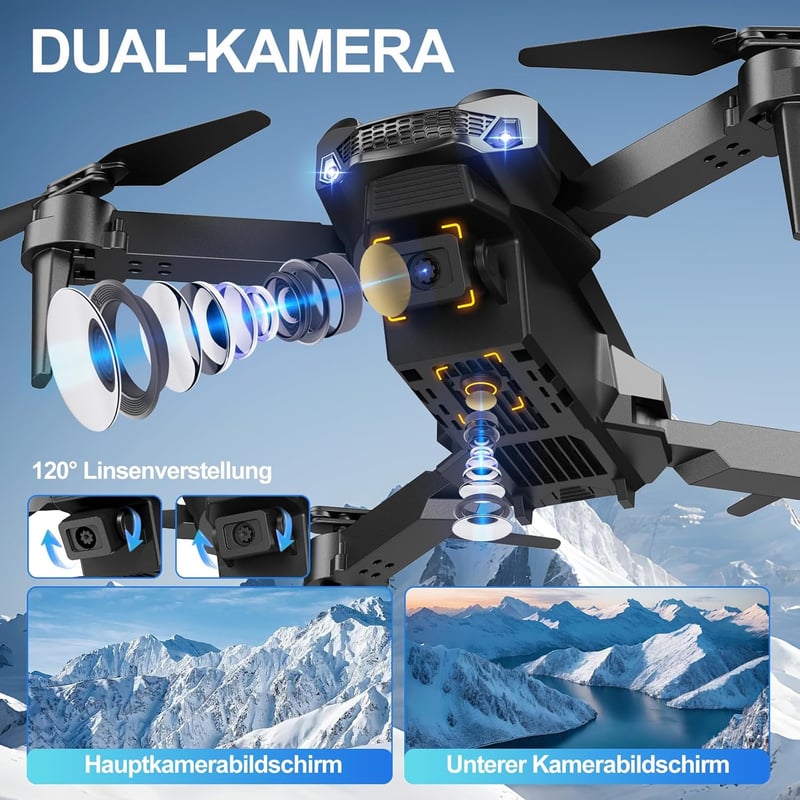 JICICUXI Mini Drón 1080P Kamerával, Gyerekeknek és Felnőtteknek, 2 Akkumulátor, Piros