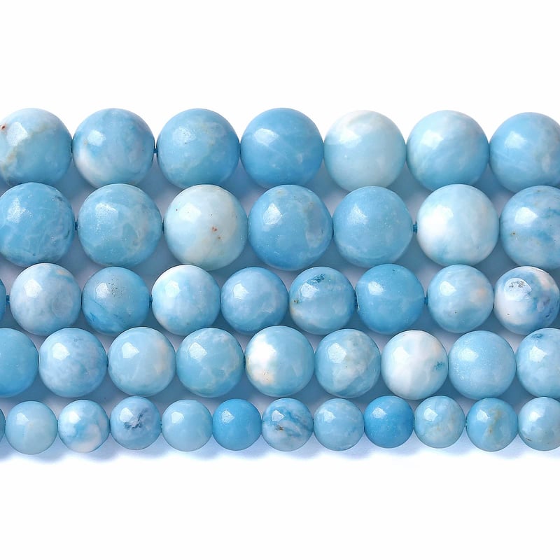 Jiejinyu Prírodný modrý larimar, minerálne krištáľové korálky na výrobu šperkov a DIY náramkov – 8 mm, 45 ks