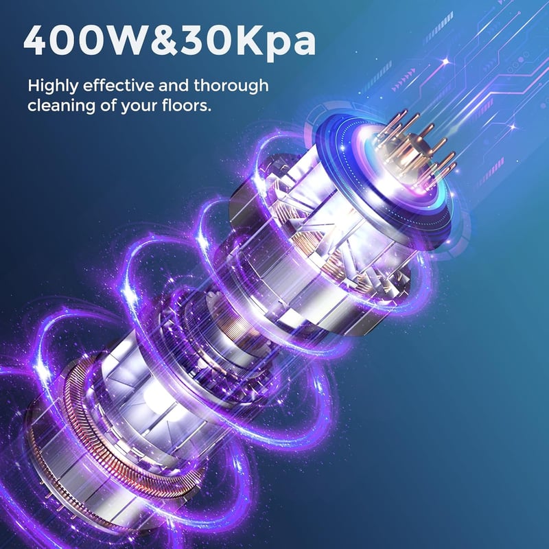 JIGOO C300 akkumulátoros porszívó 400W, 30 kPa, LED kijelzővel, HEPA szűrő