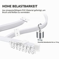 JIHXYER Ohýbateľná stropná garniža 3 m, biela, PVC, nehrdzavejúca oceľ a kov, na balkónové okná, sprchové závesy a do karavanov 4