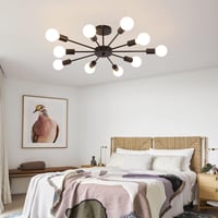 JIINOO 10 ágú csillár fekete modern ipari vintage függőlámpa E27 7