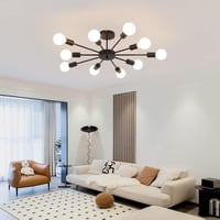 JIINOO 10 ágú csillár fekete modern ipari vintage függőlámpa E27 2