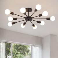 JIINOO 10 ágú csillár fekete modern ipari vintage függőlámpa E27 1
