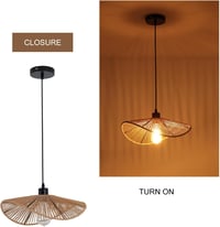 JIINOO Rattan Függőlámpa Bambusz Kézzel Szőtt Modern Lámpatest 41cm Hálószoba Nappali Étkező - 41 cm, Brown 4