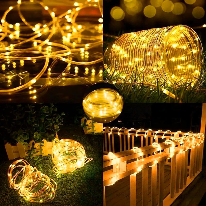 JIMACRO 22m Napelemes LED Kültéri Fényfüzér 200 LED IP65 Vízálló