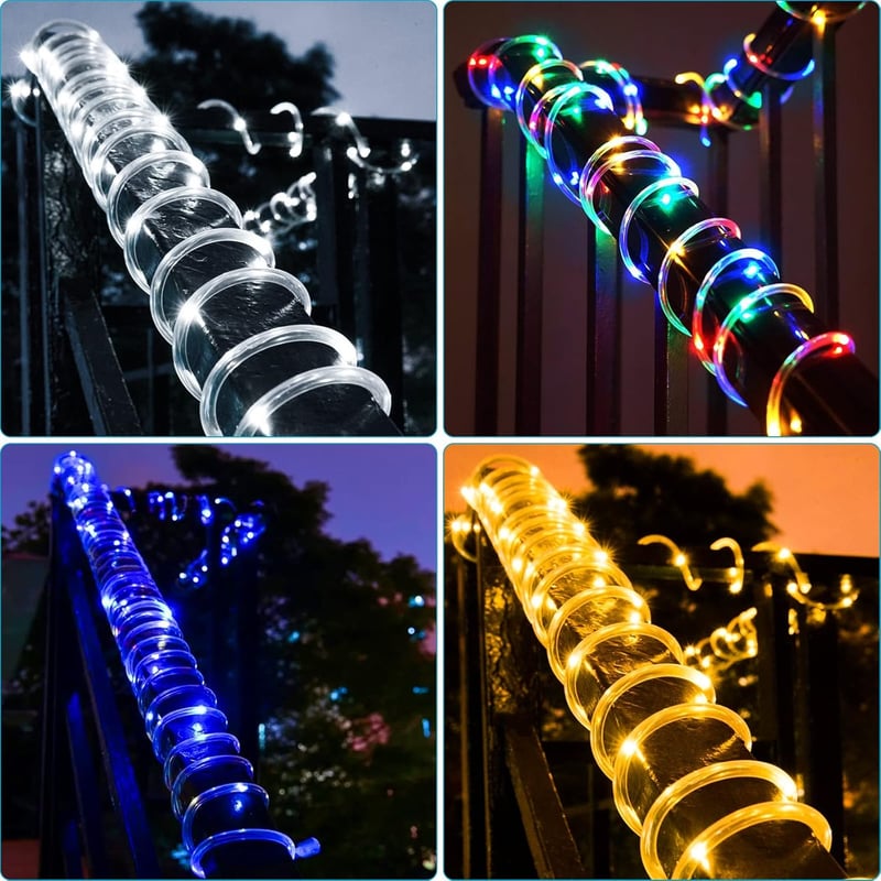 JIMACRO 22m Napelemes LED Kültéri Fényfüzér 200 LED IP65 Vízálló