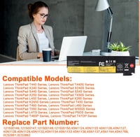 JIMACRO csere laptop akkumulátor Lenovo ThinkPad 10.8V 4400mAh 48Wh kompatibilis T440 T440S X240 X240s T450S L450 L460 T550 X260 T470P X270 2