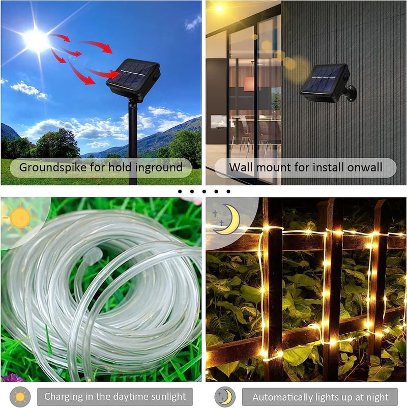 JIMACRO Napelemes LED Kültéri Fényfüzér 12m 100 LED IP65 Vízálló
