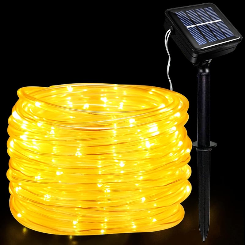 JIMACRO Napelemes LED Kültéri Fényfüzér 12m 100 LED IP65 Vízálló