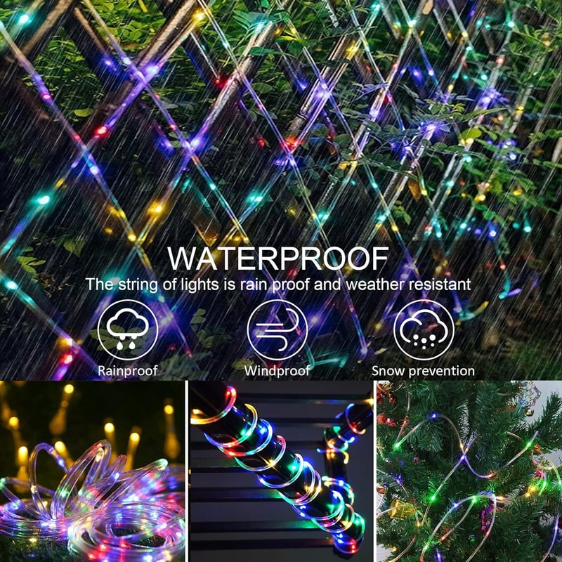 JIMACRO Napelemes LED Kültéri Fényfüzér 12m 100 LED IP65 Vízálló