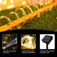 JIMACRO Napelemes LED Kültéri Fényfüzér 12m 100 LED IP65 Vízálló 5