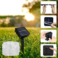 JIMACRO Napelemes LED Kültéri Fényfüzér 12m 100 LED IP65 Vízálló 5