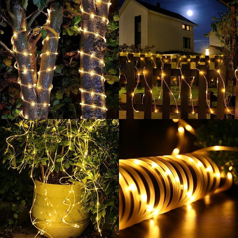 JIMACRO Napelemes LED Kültéri Fényfüzér 12m 100 LED IP65 Vízálló