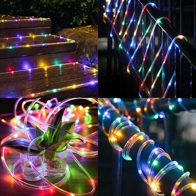 JIMACRO Napelemes LED Kültéri Fényfüzér 12m 100 LED IP65 Vízálló