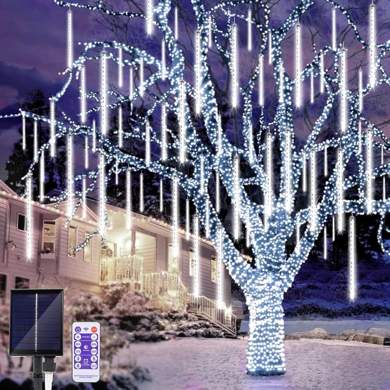 JIMACRO Napelemes Meteor Csőfények 30cm 10LED Kültéri Vízálló